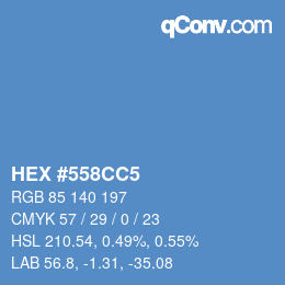 Code couleur: HEX #558CC5 | qconv.com