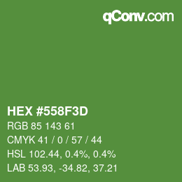 Farbcode: HEX #558F3D | qconv.com