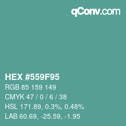 カラーコード: HEX #559F95 | qconv.com
