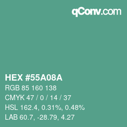 Color code: HEX #55A08A | qconv.com