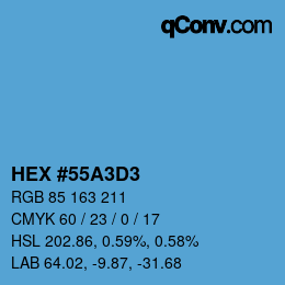 カラーコード: HEX #55A3D3 | qconv.com