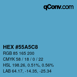 カラーコード: HEX #55A5C8 | qconv.com