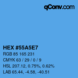 Farbcode: HEX #55A5E7 | qconv.com