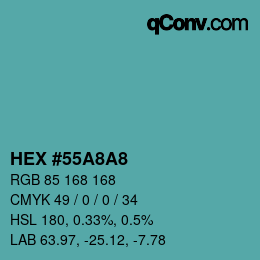 カラーコード: HEX #55A8A8 | qconv.com