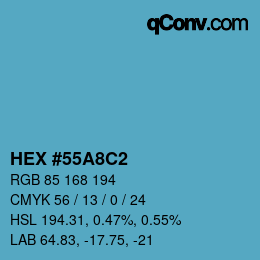 カラーコード: HEX #55A8C2 | qconv.com