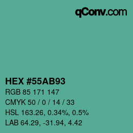 Color code: HEX #55AB93 | qconv.com