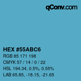 Farbcode: HEX #55ABC6 | qconv.com