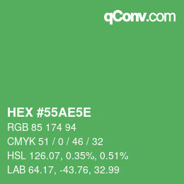 Color code: HEX #55AE5E | qconv.com