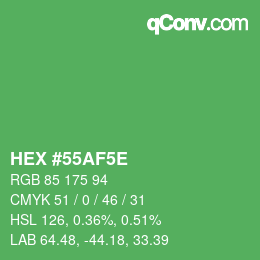 Farbcode: HEX #55AF5E | qconv.com