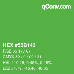 カラーコード: HEX #55B143 | qconv.com
