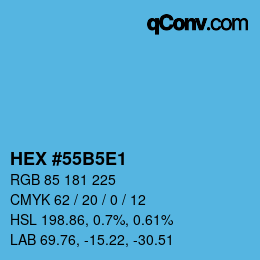 Farbcode: HEX #55B5E1 | qconv.com