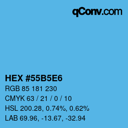 Farbcode: HEX #55B5E6 | qconv.com