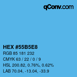 カラーコード: HEX #55B5E8 | qconv.com