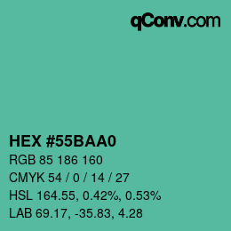Color code: HEX #55BAA0 | qconv.com