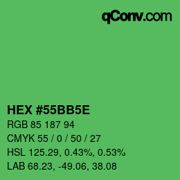 カラーコード: HEX #55BB5E | qconv.com