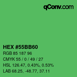 Color code: HEX #55BB60 | qconv.com