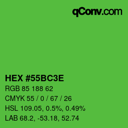 Color code: HEX #55BC3E | qconv.com