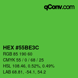 Color code: HEX #55BE3C | qconv.com