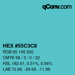Color code: HEX #55C3C8 | qconv.com