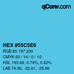 カラーコード: HEX #55C5E6 | qconv.com