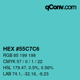 Color code: HEX #55C7C6 | qconv.com