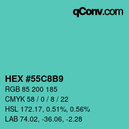 カラーコード: HEX #55C8B9 | qconv.com