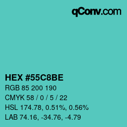Color code: HEX #55C8BE | qconv.com