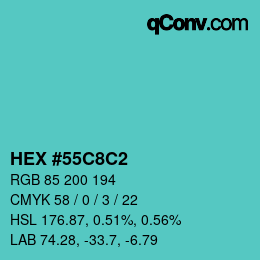 Color code: HEX #55C8C2 | qconv.com