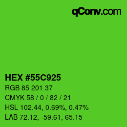 Color code: HEX #55C925 | qconv.com