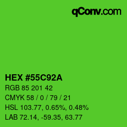 Color code: HEX #55C92A | qconv.com
