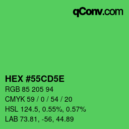Farbcode: HEX #55CD5E | qconv.com