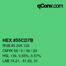 Color code: HEX #55CD7B | qconv.com