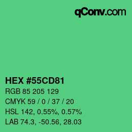 Color code: HEX #55CD81 | qconv.com