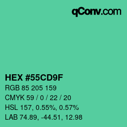 Color code: HEX #55CD9F | qconv.com