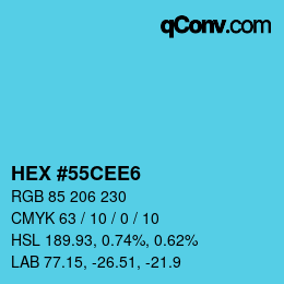 Color code: HEX #55CEE6 | qconv.com