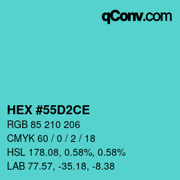 Color code: HEX #55D2CE | qconv.com