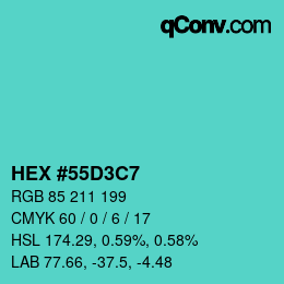 カラーコード: HEX #55D3C7 | qconv.com