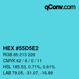 カラーコード: HEX #55D5E2 | qconv.com