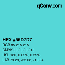 Color code: HEX #55D7D7 | qconv.com