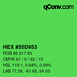 カラーコード: HEX #55D953 | qconv.com