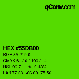 颜色代码: HEX #55DB00 | qconv.com