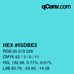 カラーコード: HEX #55DBE2 | qconv.com