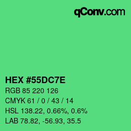 Color code: HEX #55DC7E | qconv.com