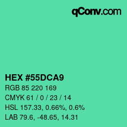 颜色代码: HEX #55DCA9 | qconv.com