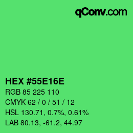 Color code: HEX #55E16E | qconv.com