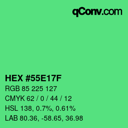 Color code: HEX #55E17F | qconv.com