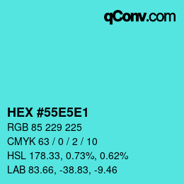 Color code: HEX #55E5E1 | qconv.com