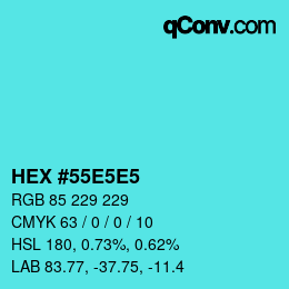 Color code: HEX #55E5E5 | qconv.com