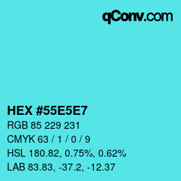 Color code: HEX #55E5E7 | qconv.com
