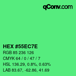 Color code: HEX #55EC7E | qconv.com